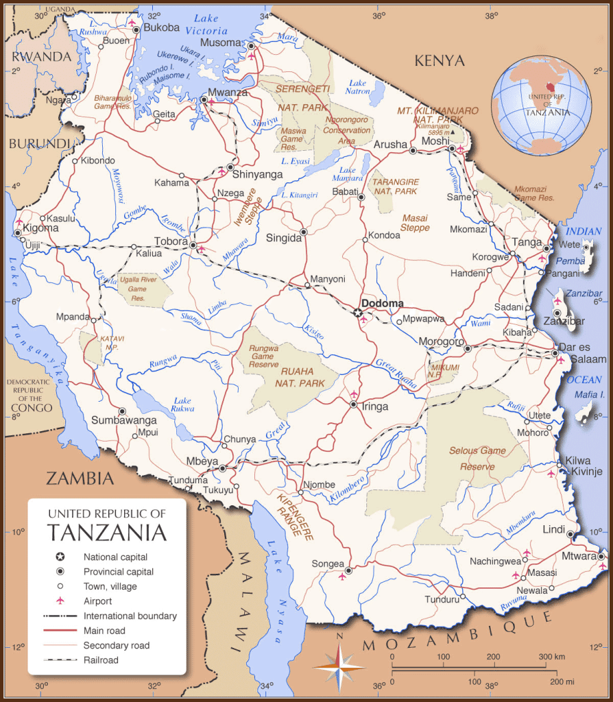 Tanzania Political Map